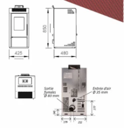 Poêle à Granulés BELLEZA CARINO 7 KW Bordeaux -Supra Soldes belleza carino bordeaux 3