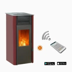 Pack Promo : Poêle à Granulés Etanche Avec WiFi - EMAFLAM REVA Bordeaux - 8.2 KW
