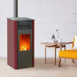 Pack Promo : Poêle à Granulés Etanche Avec WiFi - EMAFLAM REVA Bordeaux - 8.2 KW -Supra Soldes emaflam pack reva wifi bordeaux 3