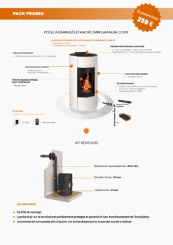 Pack Promo : Poêle à Granulés Etanche Avec Kit Ventouse - EMAFLAM ALBA Blanc - 11.4 KW 17 Pack Promo : Poêle à Granulés Etanche Avec Kit Ventouse - EMAFLAM ALBA Blanc - 11.4 KW -Supra Soldes fp alba blanc