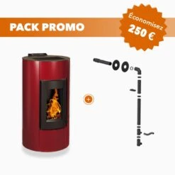 Pack Promo : Poêle à Granulés Etanche Avec Kit Ventouse - EMAFLAM NALA Bordeaux - 8.9 KW