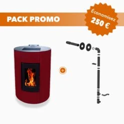 Pack Promo : Poêle à Granulés Etanche Canalisable Avec Kit Ventouse - EMAFLAM NOVA Bordeaux - 11.4 KW