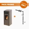 Pack Promo : Poêle à Granulés Etanche Connecté EMAFLAM REVA 9 KW Noir + Kit Ventouse