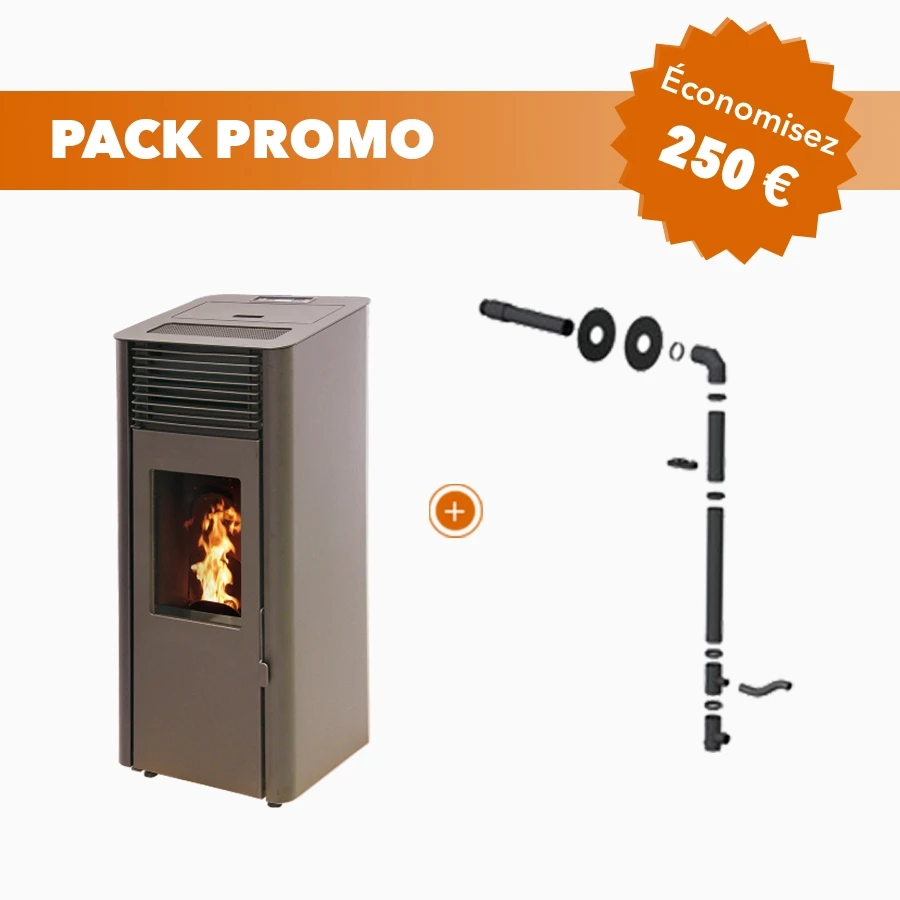 Pack Promo : Poêle à Granulés Etanche Connecté EMAFLAM REVA 9 KW Noir + Kit Ventouse 3 Pack Promo : Poêle à Granulés Etanche Connecté EMAFLAM REVA 9 KW Noir + Kit Ventouse