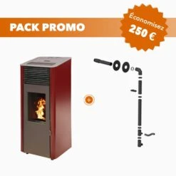 Pack Promo : Poêle à Granulés Etanche Connecté - EMAFLAM REVA Bordeaux - 8.2 KW