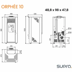 Poêle à Granulés SUPRA Orphée Noir 10 KW 7 Poêle à Granulés SUPRA Orphée Noir 10 KW -Supra Soldes fr9010780b orphee10blanc 03 1