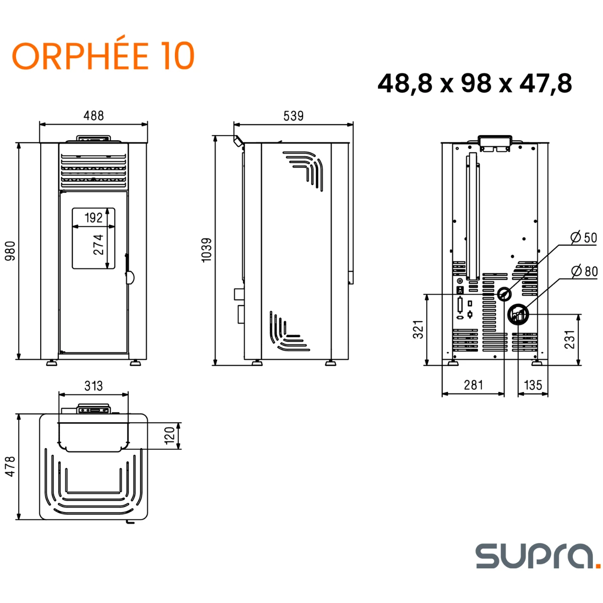 Poêle à Granulés SUPRA Orphée Noir 10 KW 5 Poêle à Granulés SUPRA Orphée Noir 10 KW – Image 3
