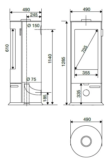 Poêle à Bois SUPRA CHLOE 6 KW Noir 5 Poêle à Bois SUPRA CHLOE 6 KW Noir – Image 3
