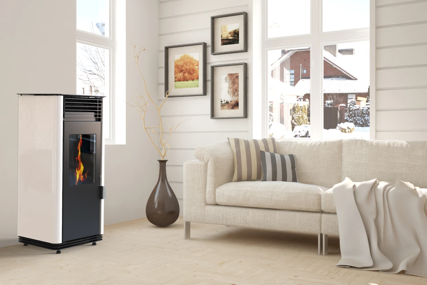 Poêle à Granulés Acier SUPRA Calliopé 8kW Blanc 3 Poêle à Granulés Acier SUPRA Calliopé 8kW Blanc